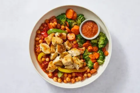 Garlic-Herb Chicken & Tomato-Braised Chickpeas