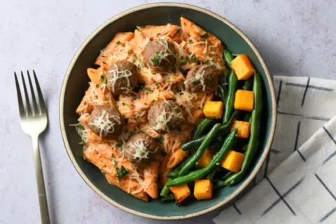 Creamy Tomato Turkey Meatball Penne