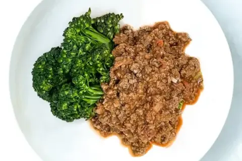 Beef Bolognese with Garlicky Broccolini