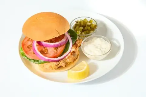 Salmon Burger with Tangy Tartar Sauce