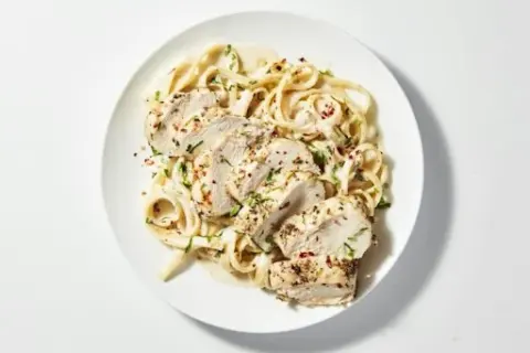 Truffled Fettuccine Alfredo with Grilled Chicken