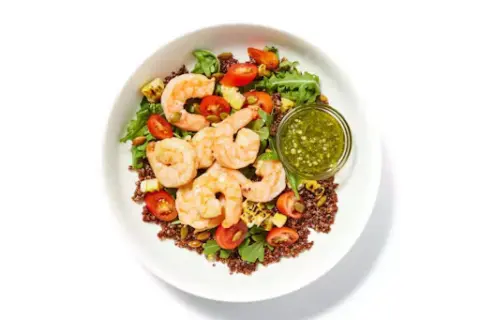 Quinoa & Pesto Shrimp Bowl