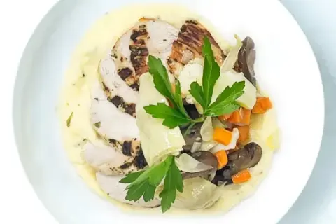 Grilled Chicken Breast with Artichokes And Creamy Polenta