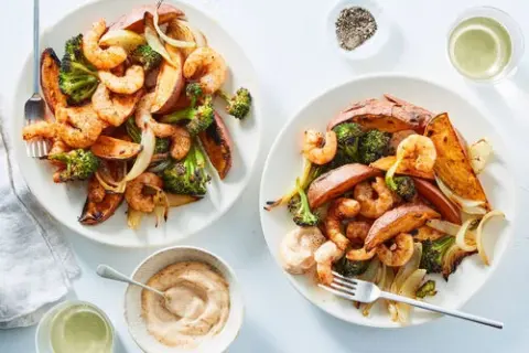 Spiced Shrimp Pan-Roast with Sweet Potatoes