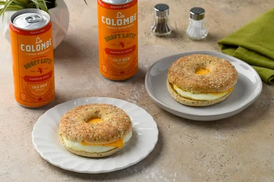 Pumpkin Spice Latte and Egg Whites & Cheese Bagel Slim Sandwich
